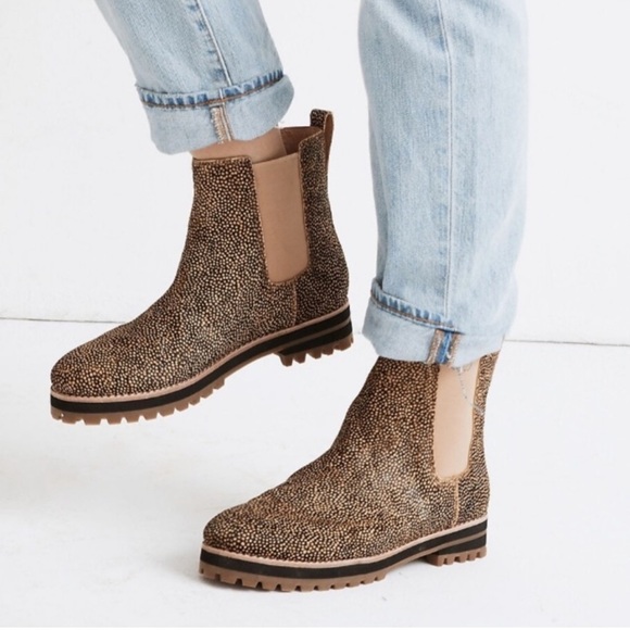 NEW Madewell Ivy Chelsea Lug Sole Boots Mini Dot Calf Hair Size 6.5 - Picture 1 of 8